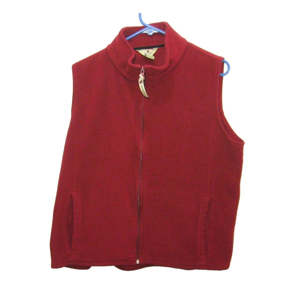 Woolrich Womens Large Red Fleece Vest Jacket Full Zip Hiking Golf Sweatshirt Top